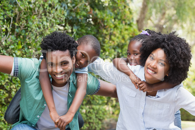 Happy family having fun together