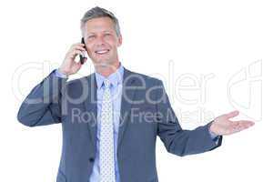 Portrait of a successful businessman on phone