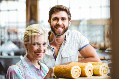 Cute couple on a date looking at the camera