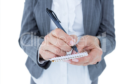 businesswoman holding notebook