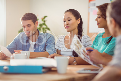 Concentrated business team working together