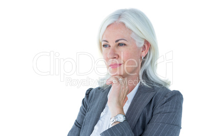Thoughtful businesswoman touching her chin