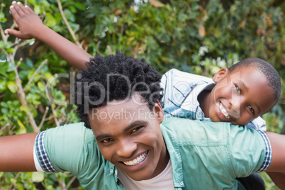Happy father and son having fun together