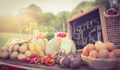 Table with locally grown vegetables