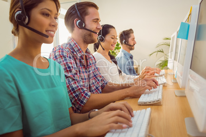 Business team working at the call centre