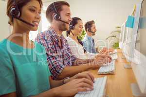 Business team working at the call centre