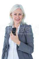 Happy businesswoman calling with smartphone