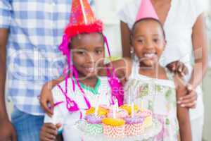 Happy family celebrating a birthday together