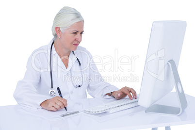 Doctor working on her computer