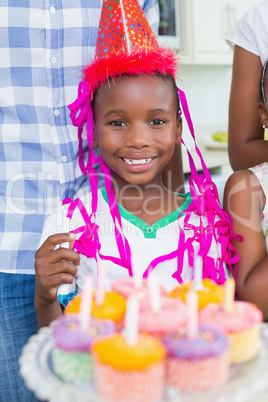 Happy family celebrating a birthday