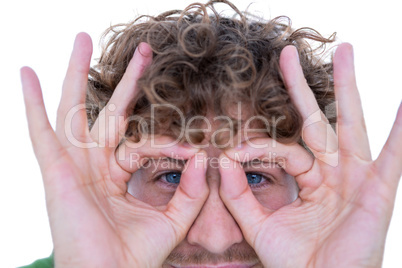 Casual man gesturing in front of camera