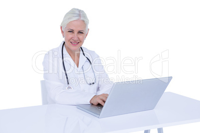 Doctor working on her laptop