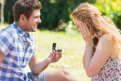 Young man propose to girlfriend