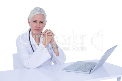 Doctor working on her laptop