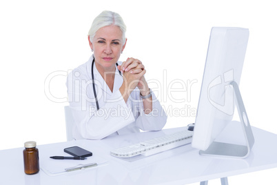 Doctor working on her computer