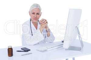 Doctor working on her computer