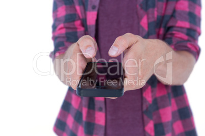 Casual man using his smartphone