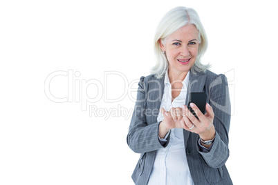 Happy businesswoman calling with smartphone