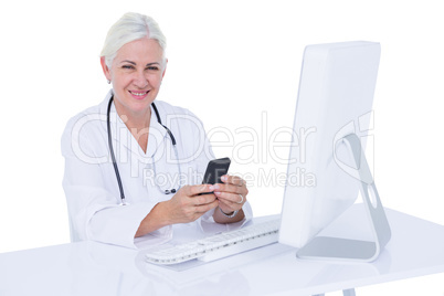 Doctor working on her computer