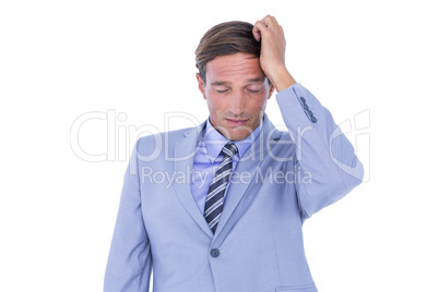 Stressed businessman getting a headache