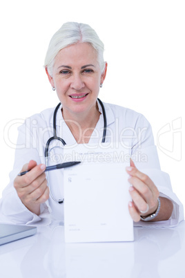 Doctor working on her notepad