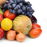 fruits and vegetables isolated on white background