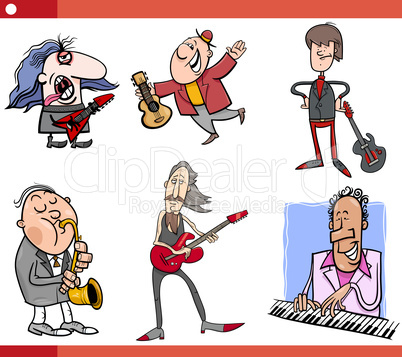 musicians characters set cartoon