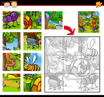 cartoon insects jigsaw puzzle game