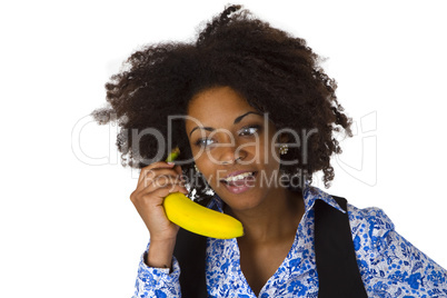 Afroamerikanerin mit Banane Afroamerikanerin mit Banane