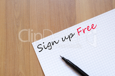 Sign up free concept