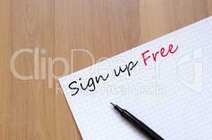 Sign up free concept