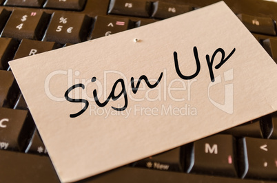 Sign Up Concept on keyboard note
