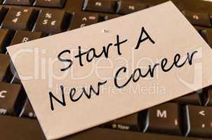 Start a new career Concept on keyboard note