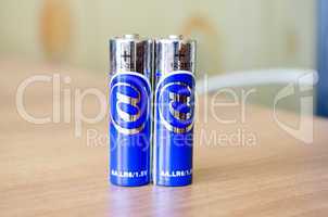 Two blue battery