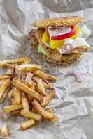 Burger with ramen noodles