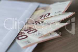 Euro Notes in an envelope