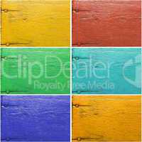 Set of six painted wooden textures