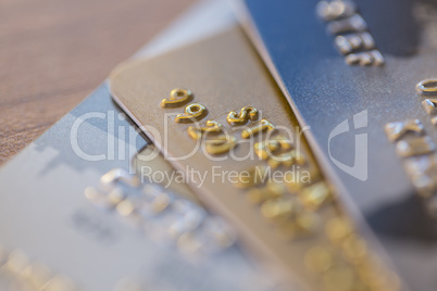 Closeup of three Credit Cards