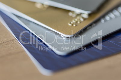 Closeup of four Credit Cards