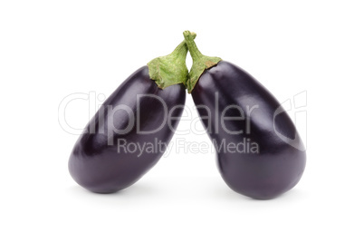 ripe eggplants isolated on white background