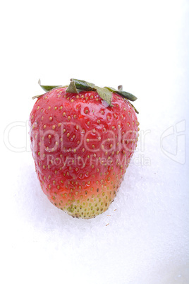 Close up strawberry in a cold ice
