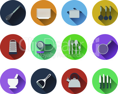 Set kitchen utensil icons