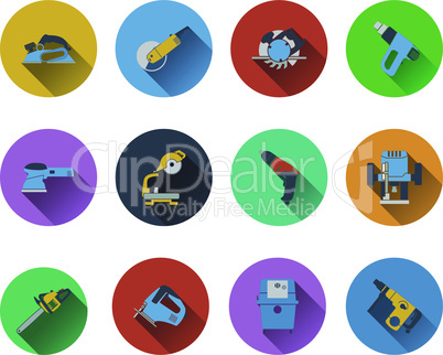 Set of electrical work tools icons