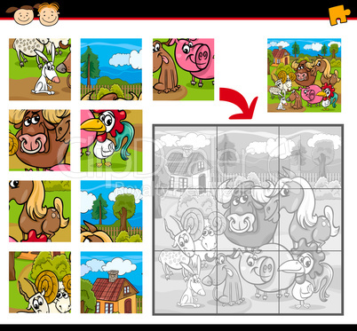 farm animals jigsaw puzzle game