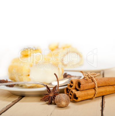 cream roll cake dessert and spices