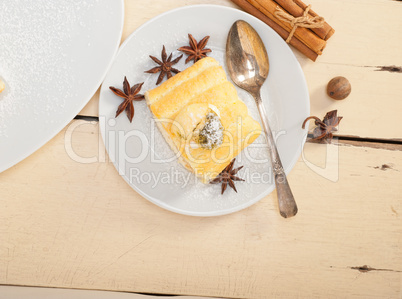 cream roll cake dessert and spices