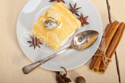 cream roll cake dessert and spices