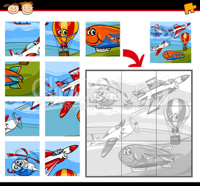 cartoon aircraft jigsaw puzzle game