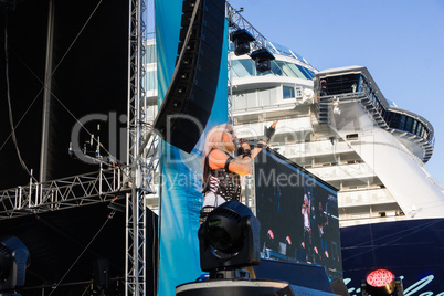 Impressions from the christening of the Mein Schiff 4 in Kiel with various artists and a firework, Kiel, Germany