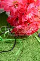 Flowers artificial and gift box, holiday concept